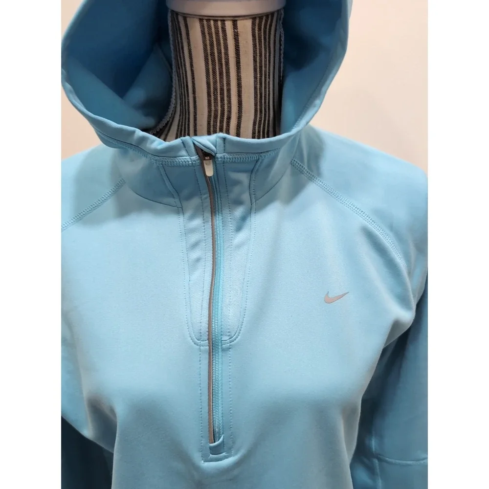 Nike Fit Dri Women's 1/2 Zip‎ Pullover w/Hood Size Large (12-14) Powder Blue